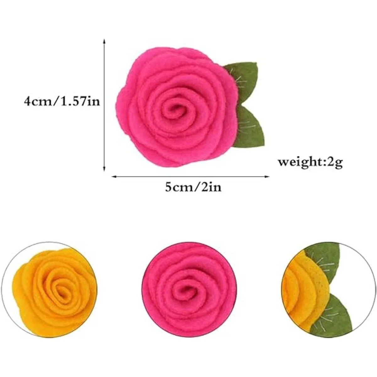 JKJF 20 piezas de roseta de fieltro con hojas de flores de_2