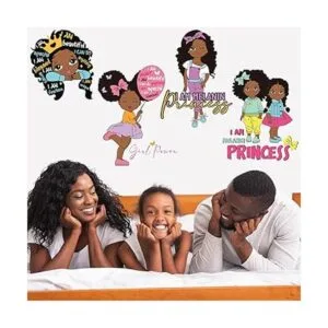 Calcomanía de pared con cita inspiradora para niña negra_6