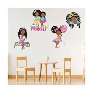 Calcomanía de pared con cita inspiradora para niña negra_4
