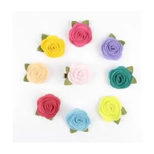 JKJF 20 piezas de roseta de fieltro con hojas de flores de_3