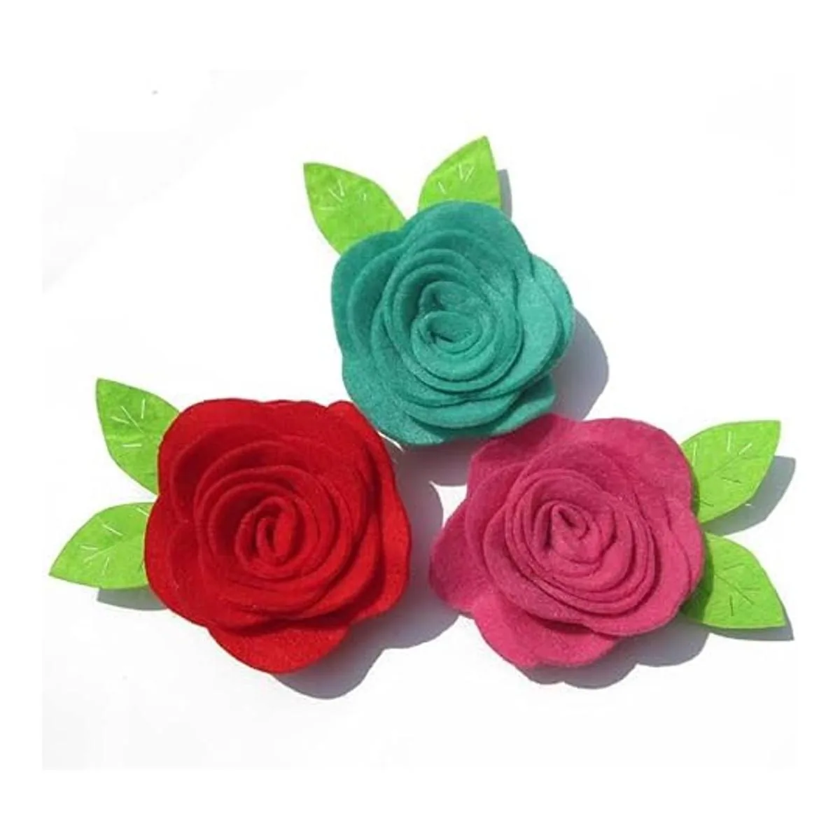 JKJF 20 piezas de roseta de fieltro con hojas de flores de_7