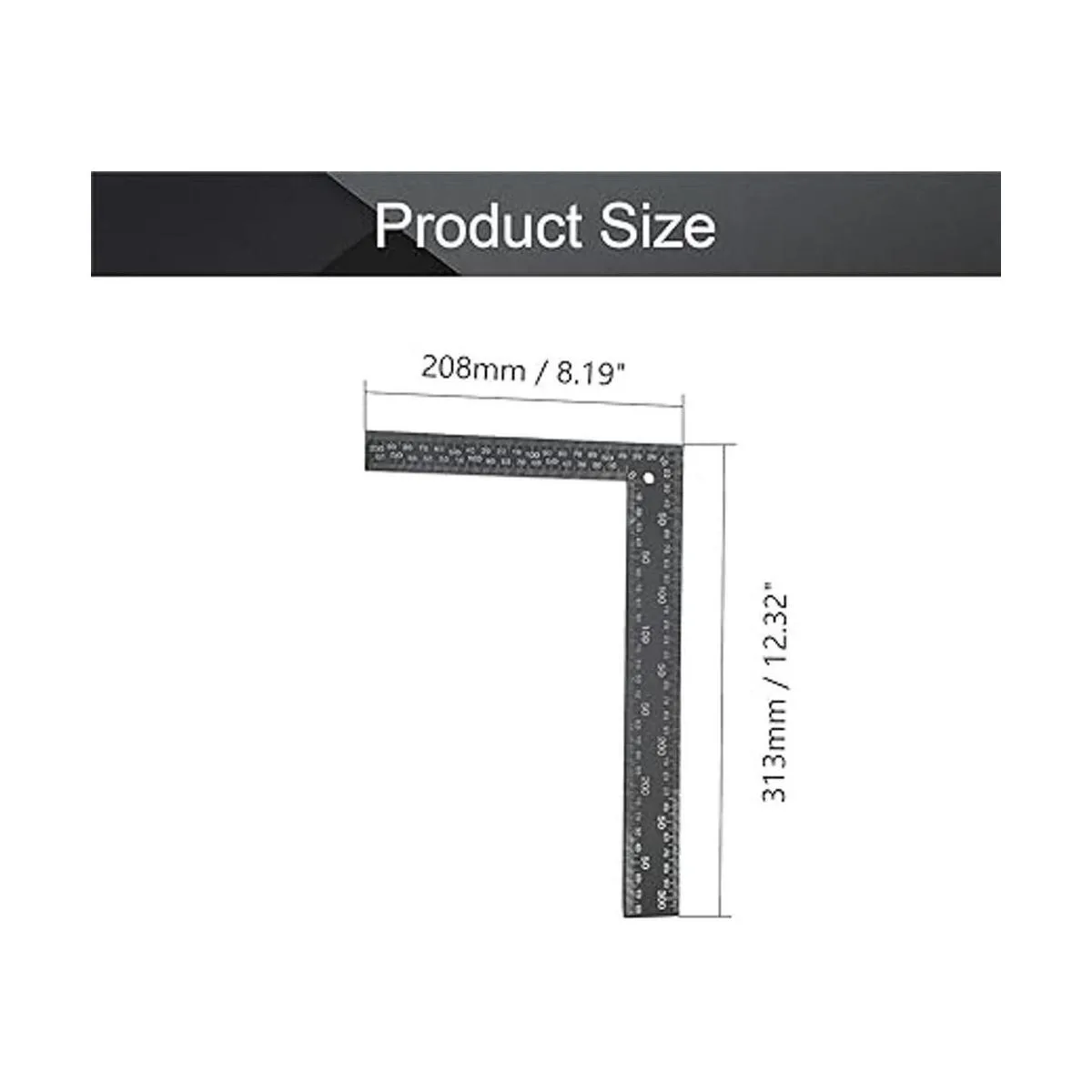 Utoolmart Regla de ángulo recto regla de acero al carbono_2
