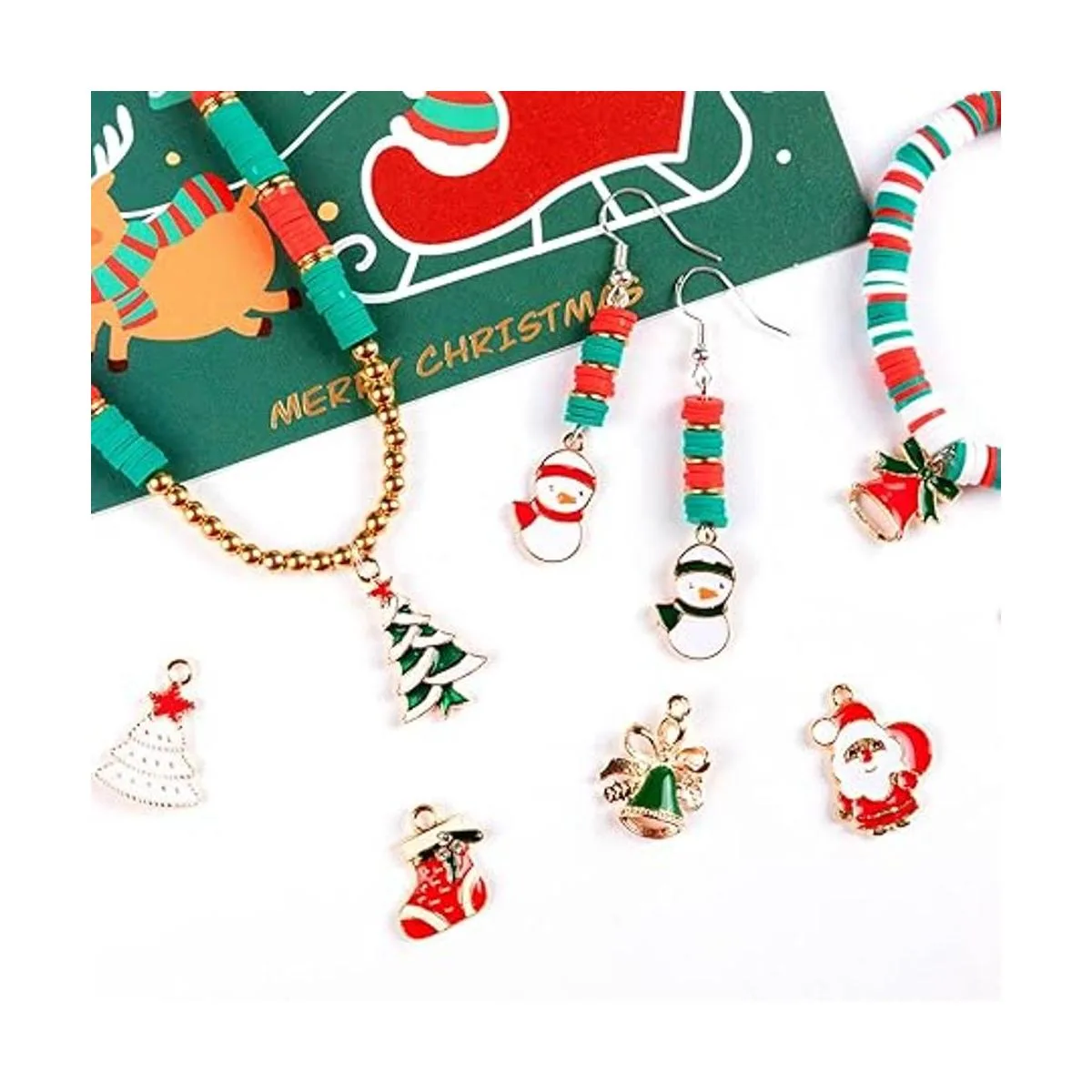 Cuentas de arcilla de Navidad 24 estilos de colgantes_4
