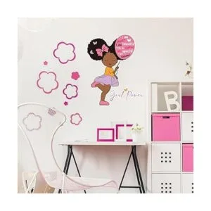 Calcomanía de pared con cita inspiradora para niña negra_5