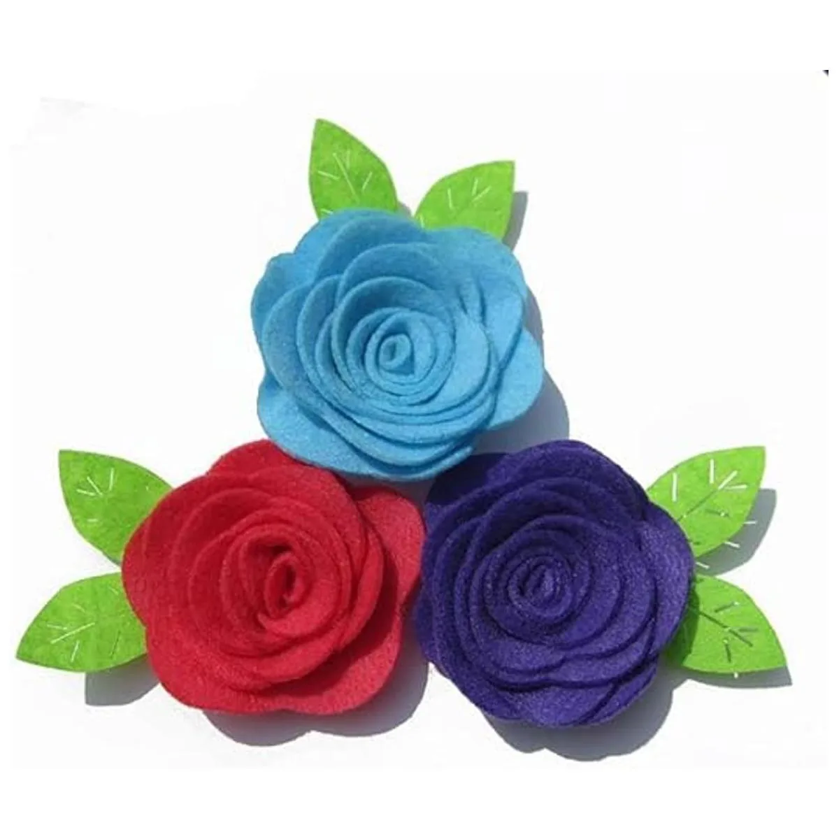 JKJF 20 piezas de roseta de fieltro con hojas de flores de_5