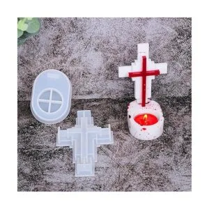 Molde de resina Jesús Cross con base de silicona para_4