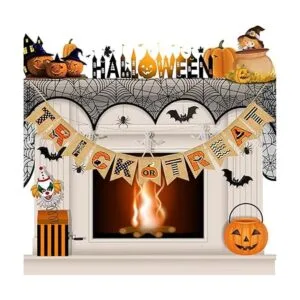 Banner de Halloween decoración de chimenea de arpillera_1