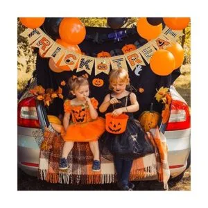 Banner de Halloween decoración de chimenea de arpillera_5