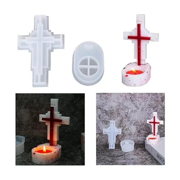Molde de resina Jesús Cross con base de silicona para_3