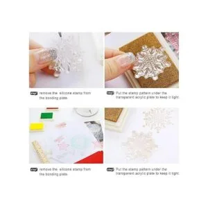 4 hojas de tarjetas de sello de silicona transparente con_4