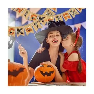 Banner de Halloween decoración de chimenea de arpillera_7