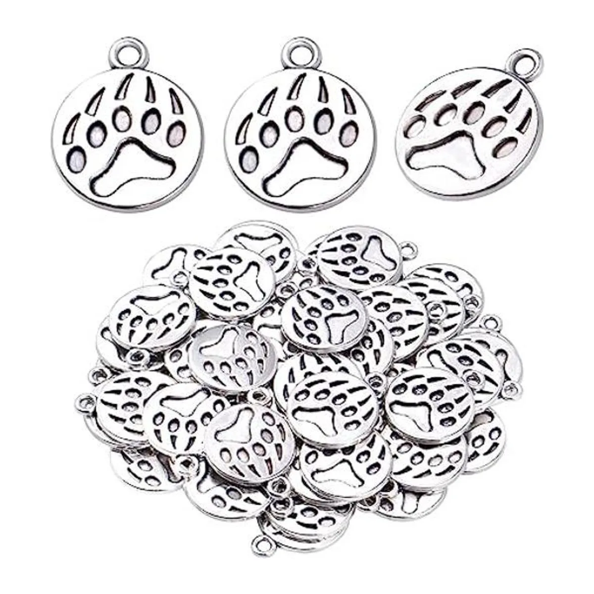 50 colgantes de aleación de plata envejecida con diseño de_1