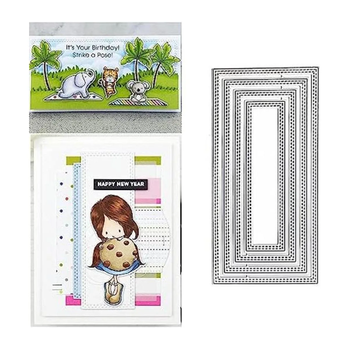 Juego de 4 piezas con marco rectangular de metal_1