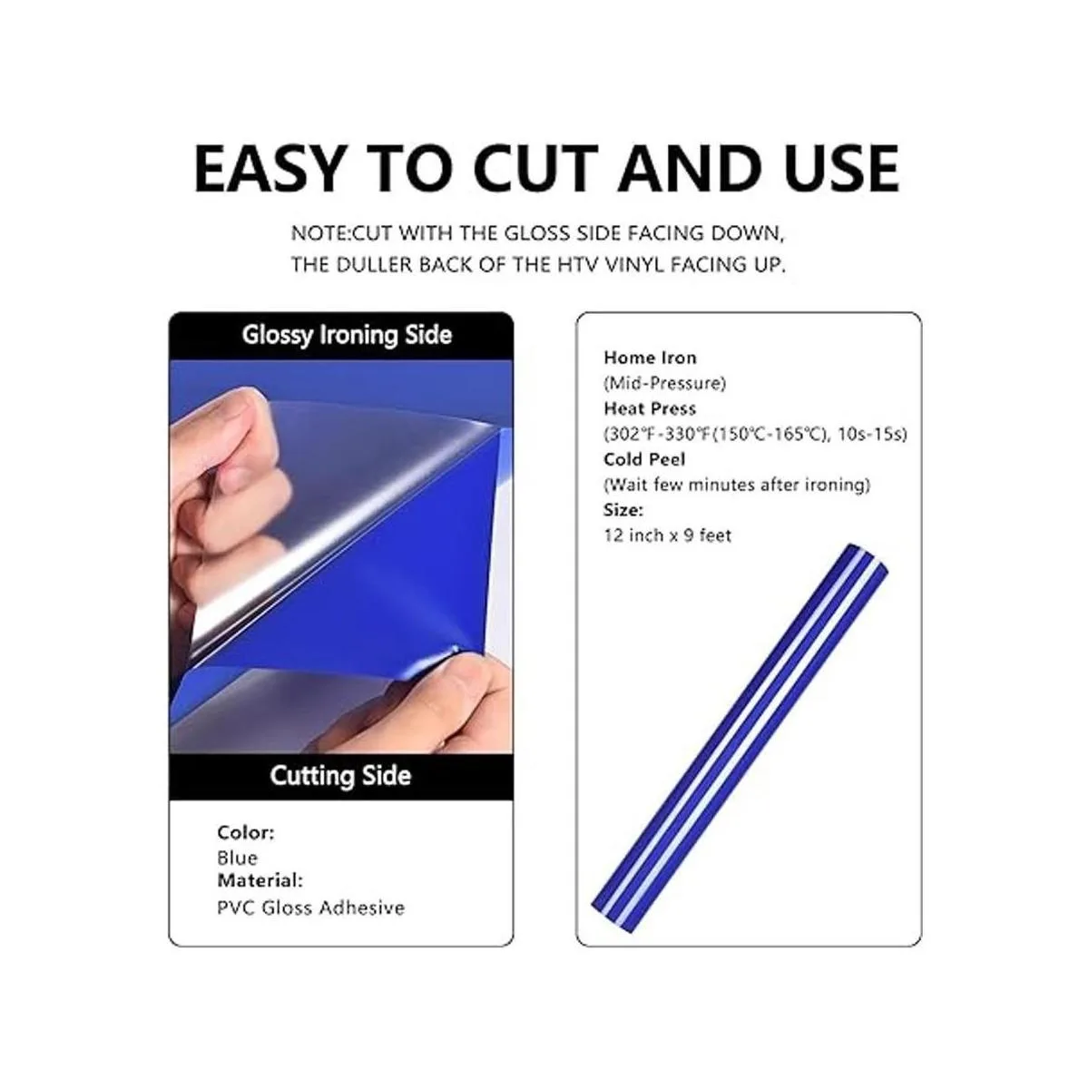 FUNKAKA Rollos de vinilo HTV de vinilo azul para planchar_2