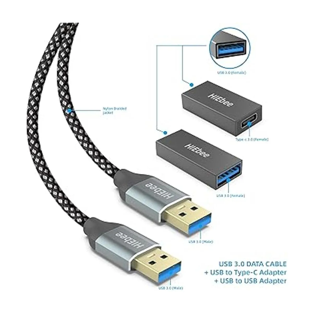 Cable de extensión USB 3.0 a USB 3.0 de 3 pies adaptador_3