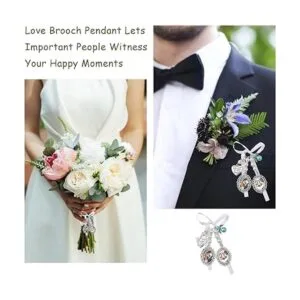 URROMA Ramo de boda con lazo 2 dijes de fotos_6