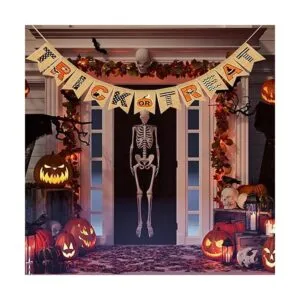 Banner de Halloween decoración de chimenea de arpillera_2