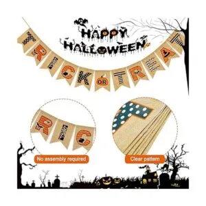Banner de Halloween decoración de chimenea de arpillera_6