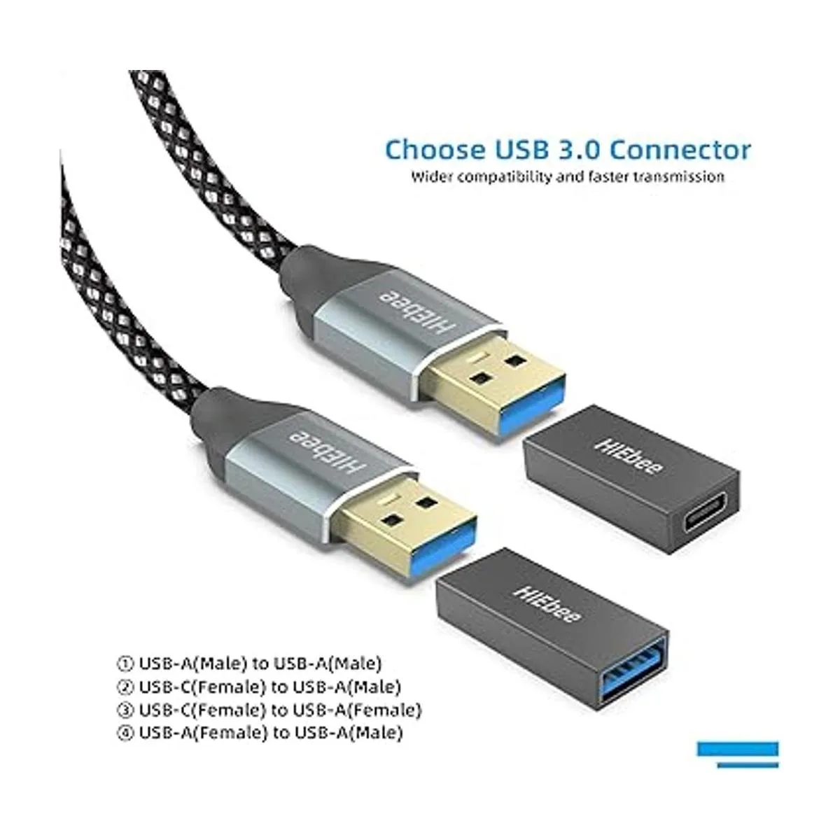 Cable de extensión USB 3.0 a USB 3.0 de 3 pies adaptador_5