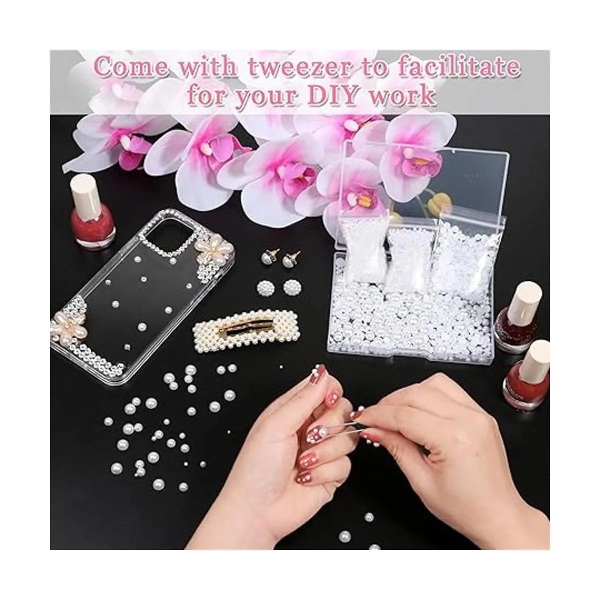 Mckanti 10000 cuentas de perlas de parte trasera plana_5