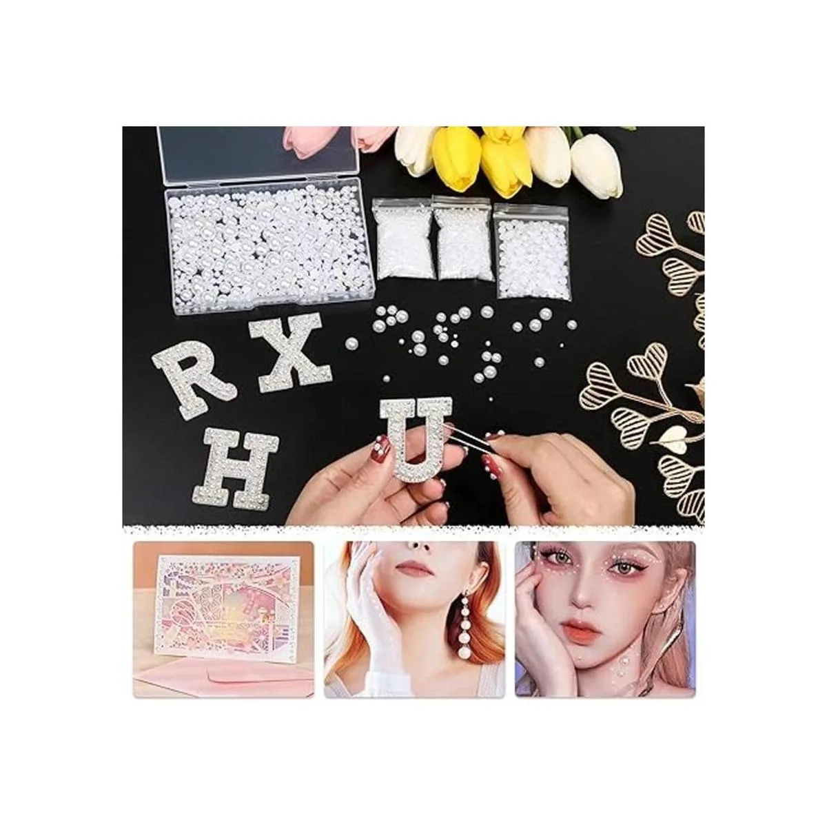 Mckanti 10000 cuentas de perlas de parte trasera plana_7