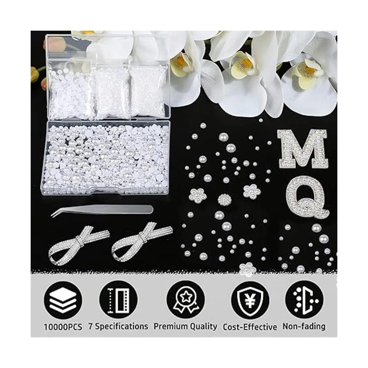 Mckanti 10000 cuentas de perlas de parte trasera plana_6