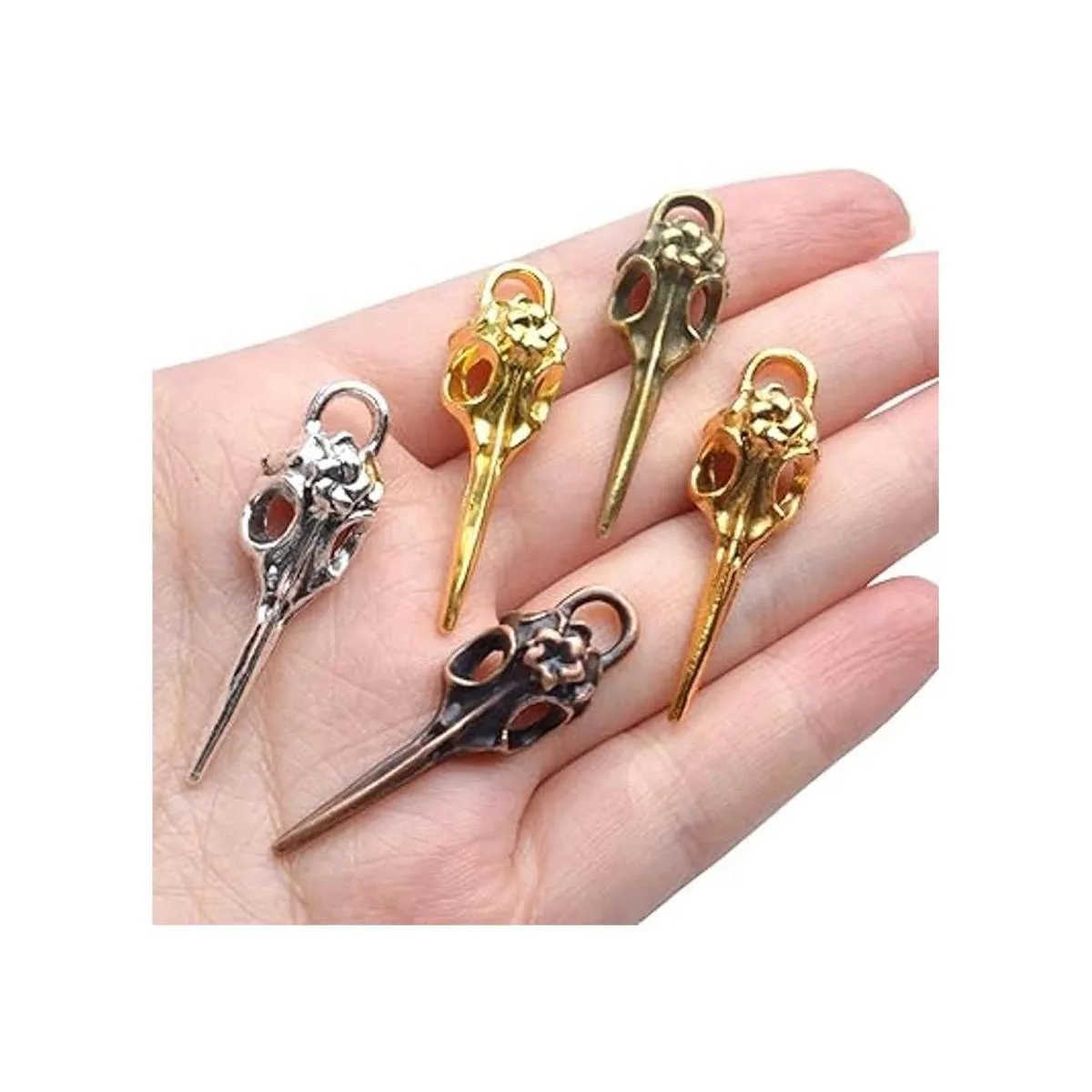 Abalorio de calavera de cabeza de pájaro 25 piezas de_6