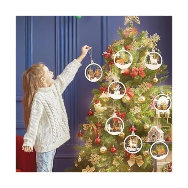 8 piezas de adornos de madera de Navidad adornos de_7
