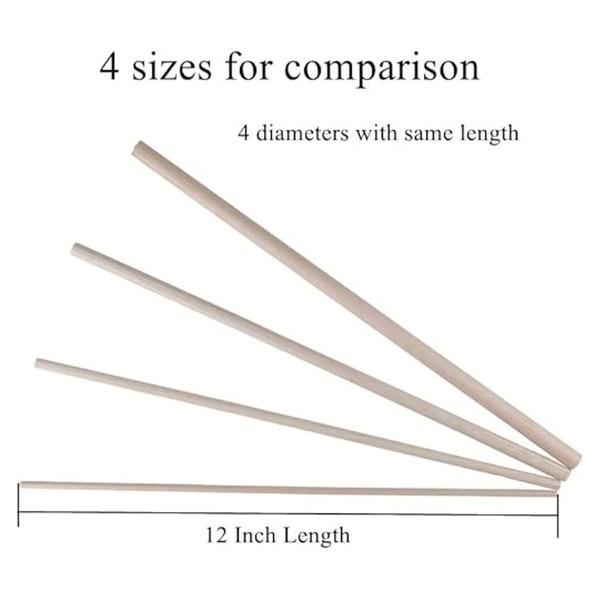 Paquete de 12 varillas redondas de madera de 38 x 38 x_4