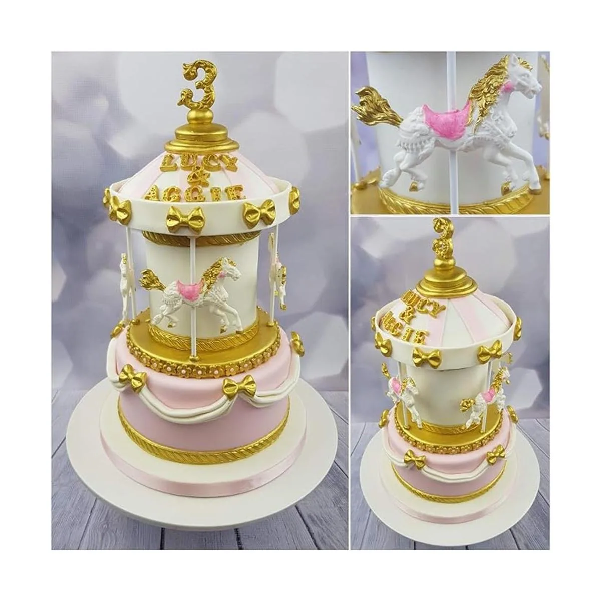 2 moldes de silicona para tartas de carrusel de caballo de_4