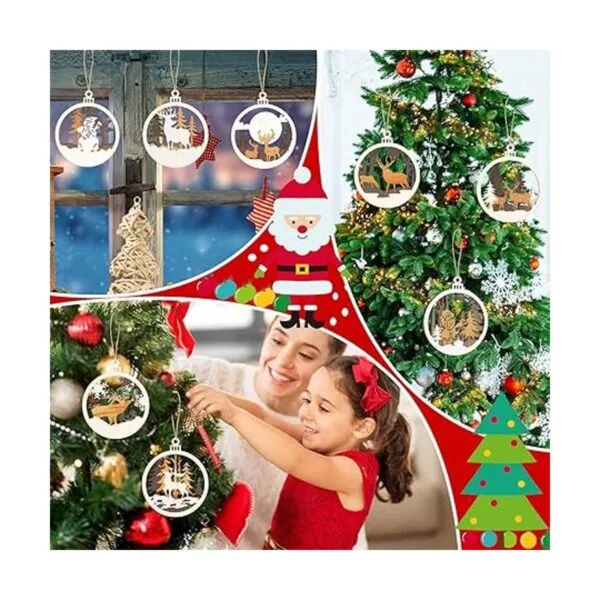 8 piezas de adornos de madera de Navidad adornos de_5