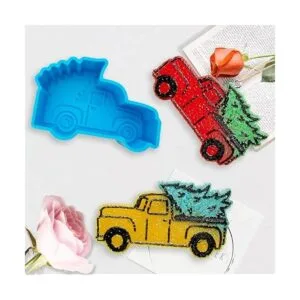 Molde fresco de silicona para camión de Navidad con árbol_4