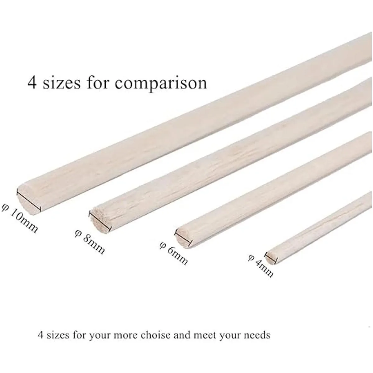 Paquete de 12 varillas redondas de madera de 38 x 38 x_5