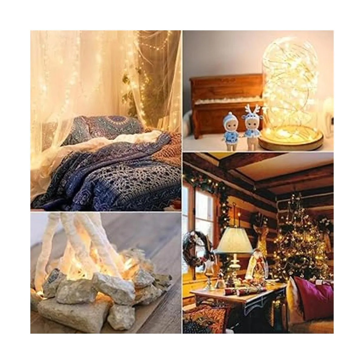 RUICHEN Cable plateado de 33 pies 100 luces LED USB con_5