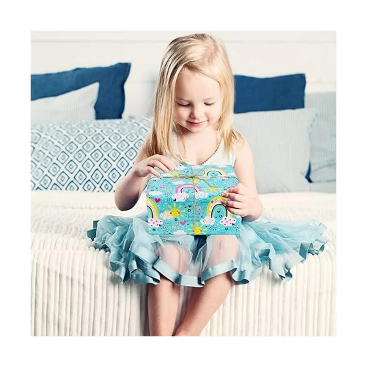 Papel de regalo de cumpleaños arco iris 6 hojas de papel_4