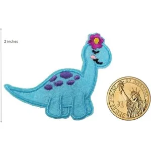 Parche bordado con diseño de dinosaurio azul_2