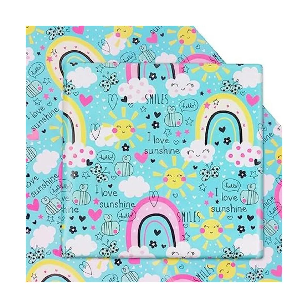 Papel de regalo de cumpleaños arco iris 6 hojas de papel_1