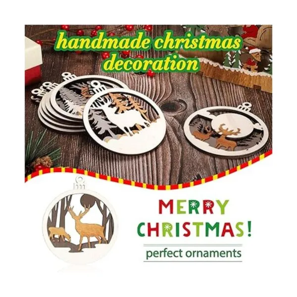 8 piezas de adornos de madera de Navidad adornos de_4