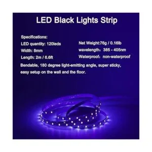Tira de luz LED negra 6.6 pies 120 cuentas de lámpara_2