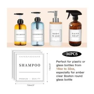 36 etiquetas impermeables para botellas loción de jabón_2