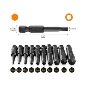 VAKOGAL S2 Juego de 10 brocas de cabeza hexagonal Allen_2