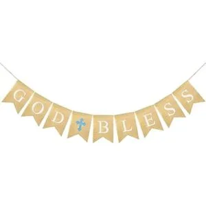 FAKTEEN Bandera de arpillera con cruz azul para niños de_1