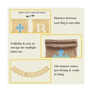 FAKTEEN Bandera de arpillera con cruz azul para niños de_3