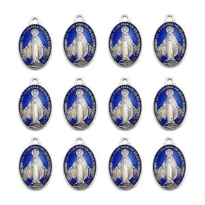 YionZian 40 piezas ovaladas de crucifijo esmaltado azul_1