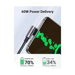 UGREEN Cable USB C a USB C de 60 W ángulo recto de 90_2