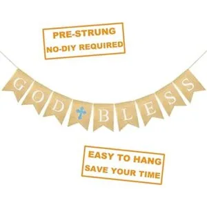 FAKTEEN Bandera de arpillera con cruz azul para niños de_4