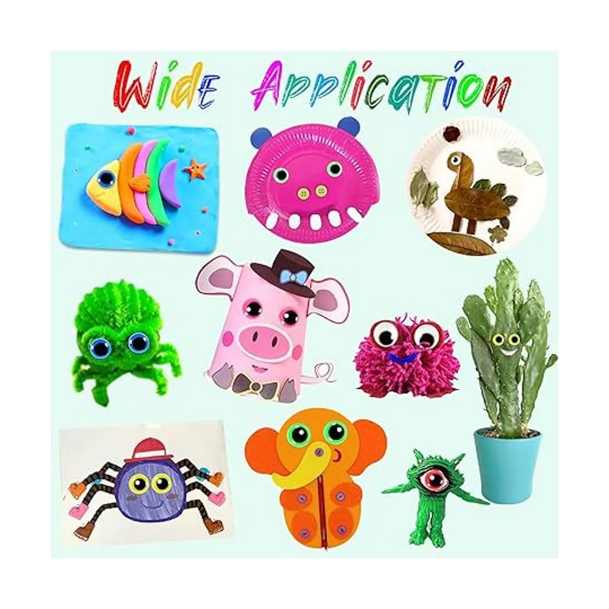 UPINS 1000 unidades Googly Wiggle Eyes autoadhesivas para_6