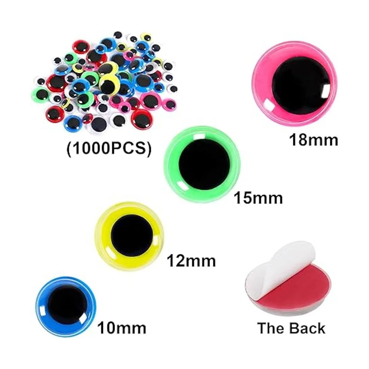 UPINS 1000 unidades Googly Wiggle Eyes autoadhesivas para_3