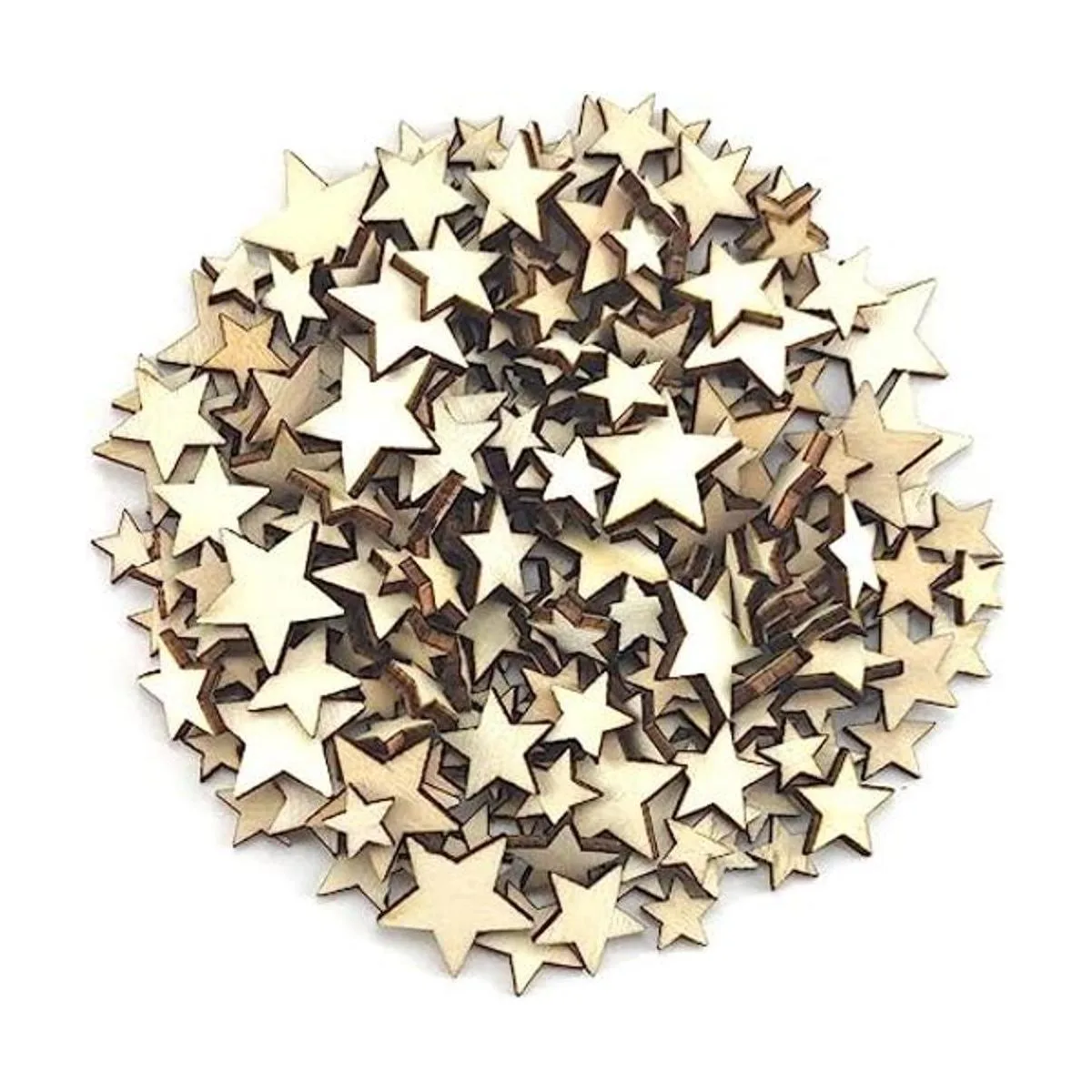 200 piezas de tamaños de mezcla de estrellas de madera sin_1