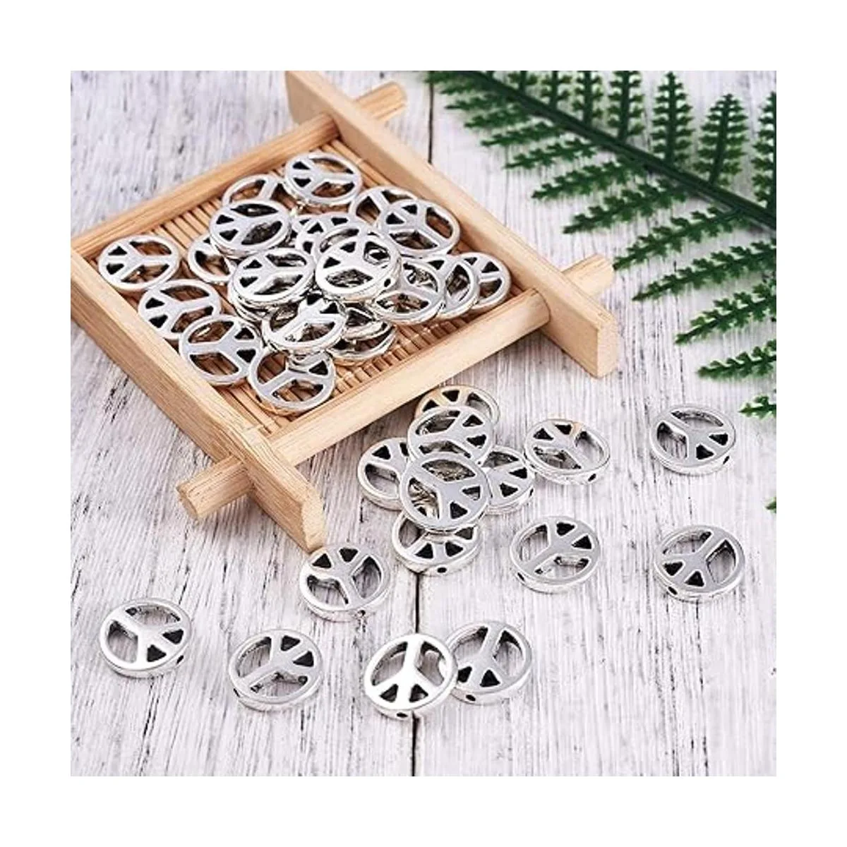 KISSITTY 50 cuentas espaciadoras de plata envejecida de_5